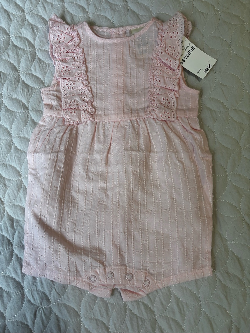 First Impressions Light Pink Eyelet Ruffle Romper